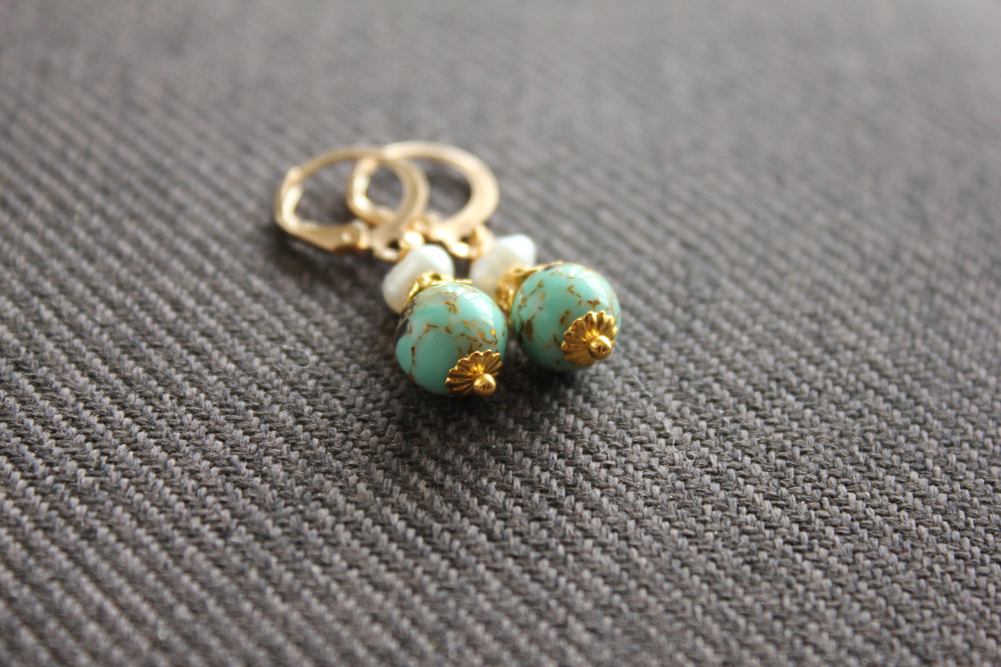 Turquoise and Pearl Earrings