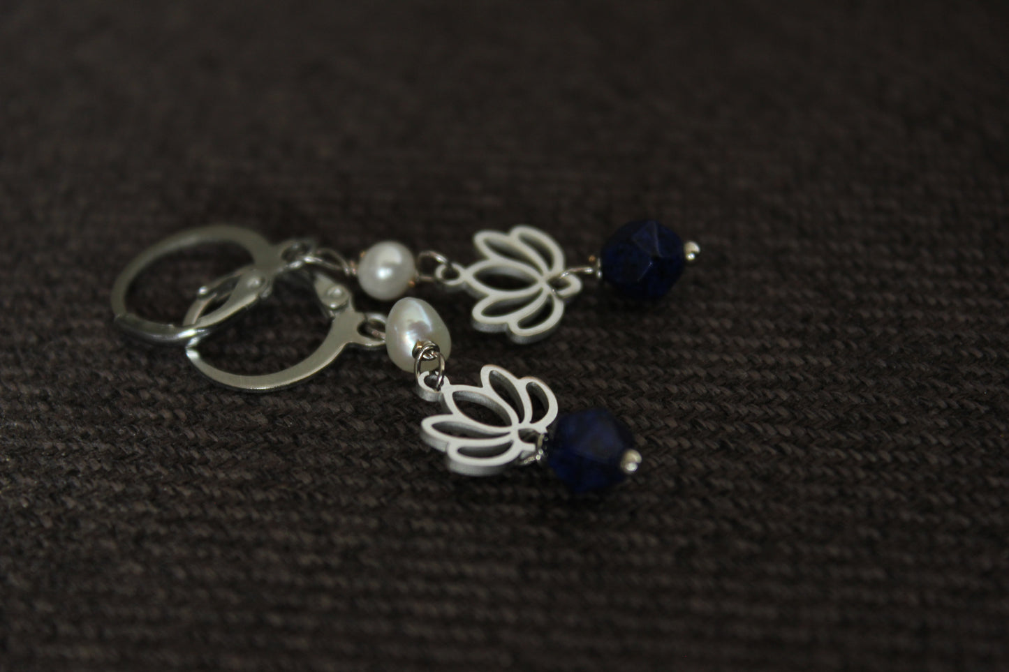 Lotus and Lapis Earrings