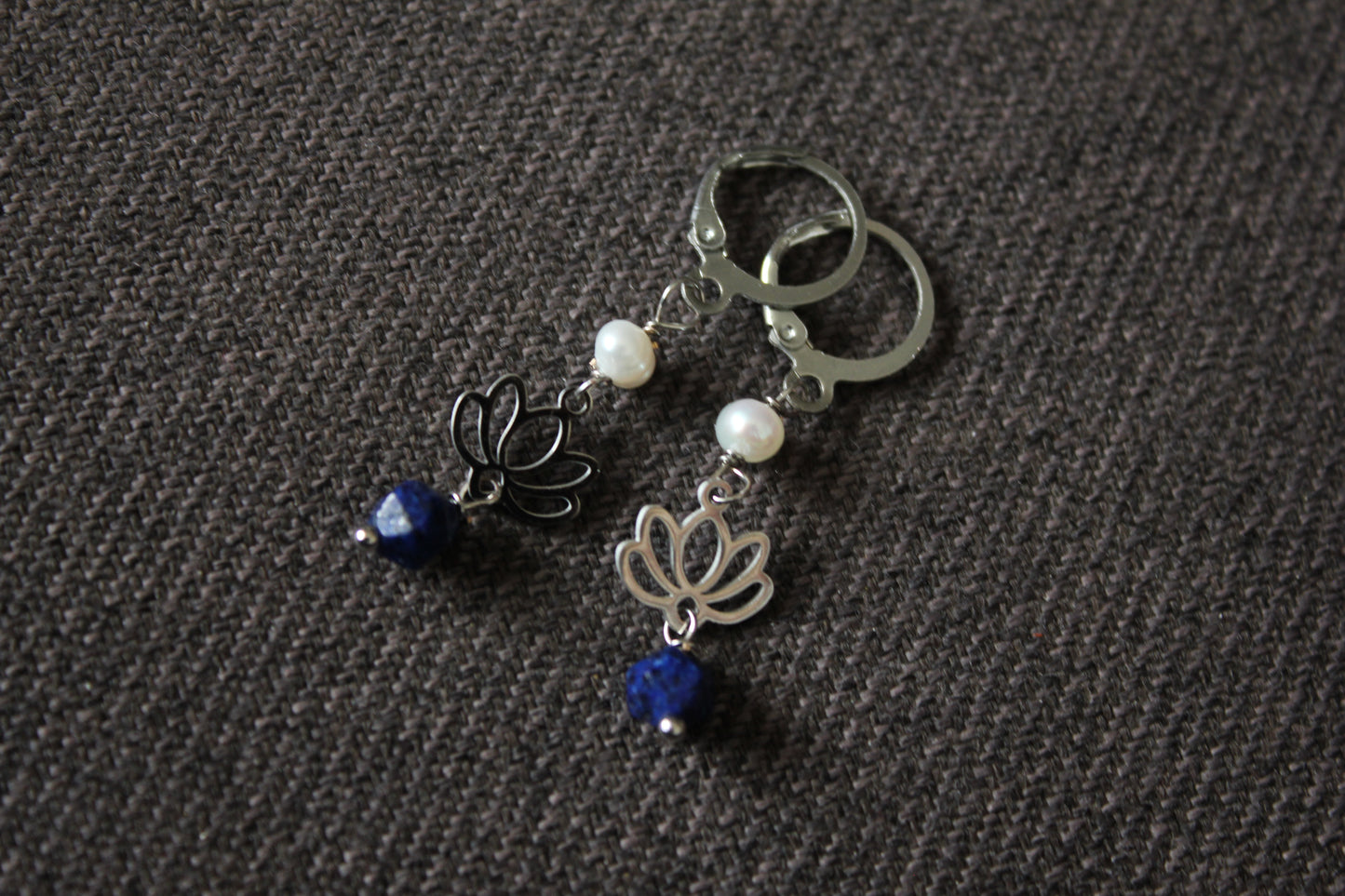 Lotus and Lapis Earrings