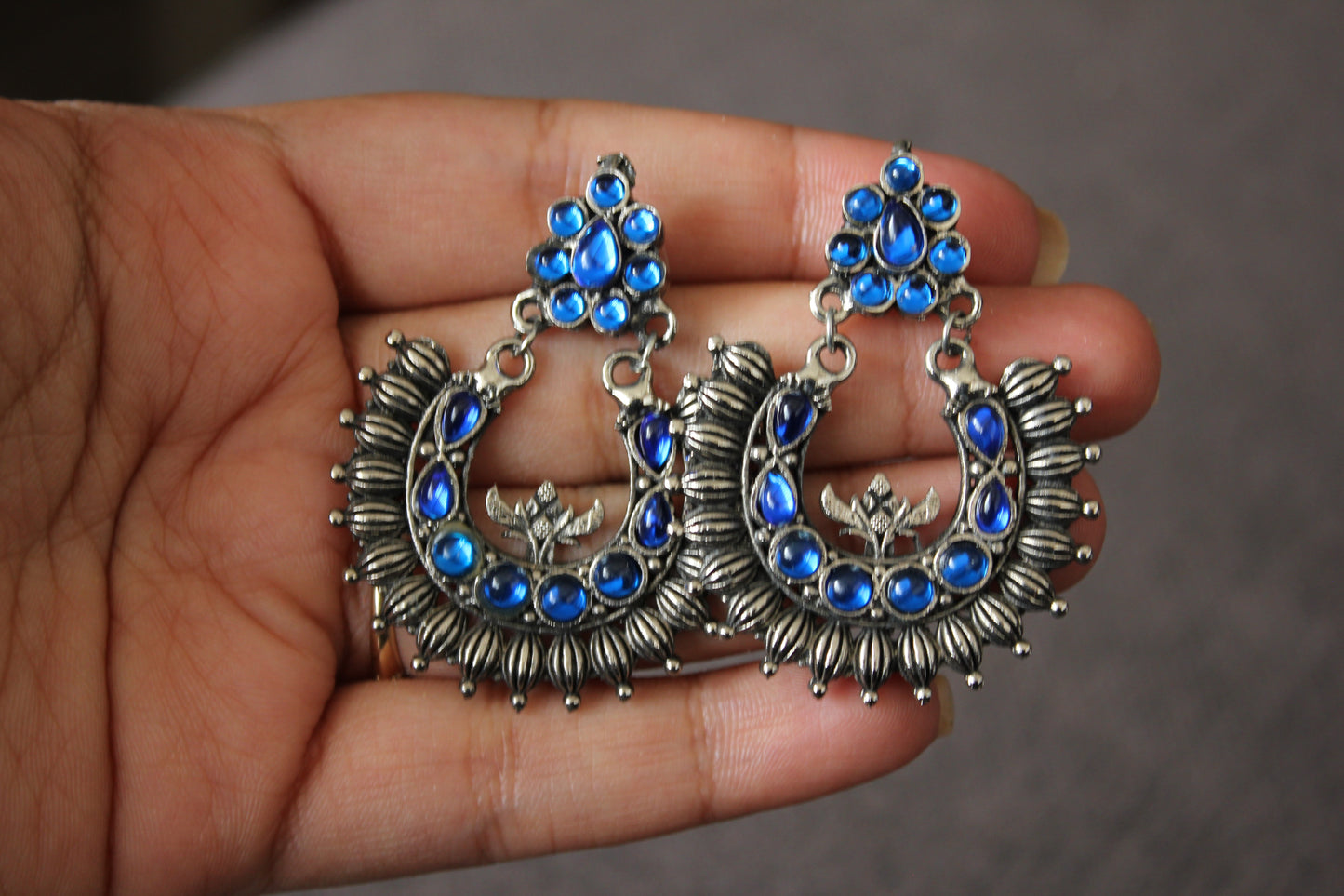 Blue Bollywood Bling Earrings