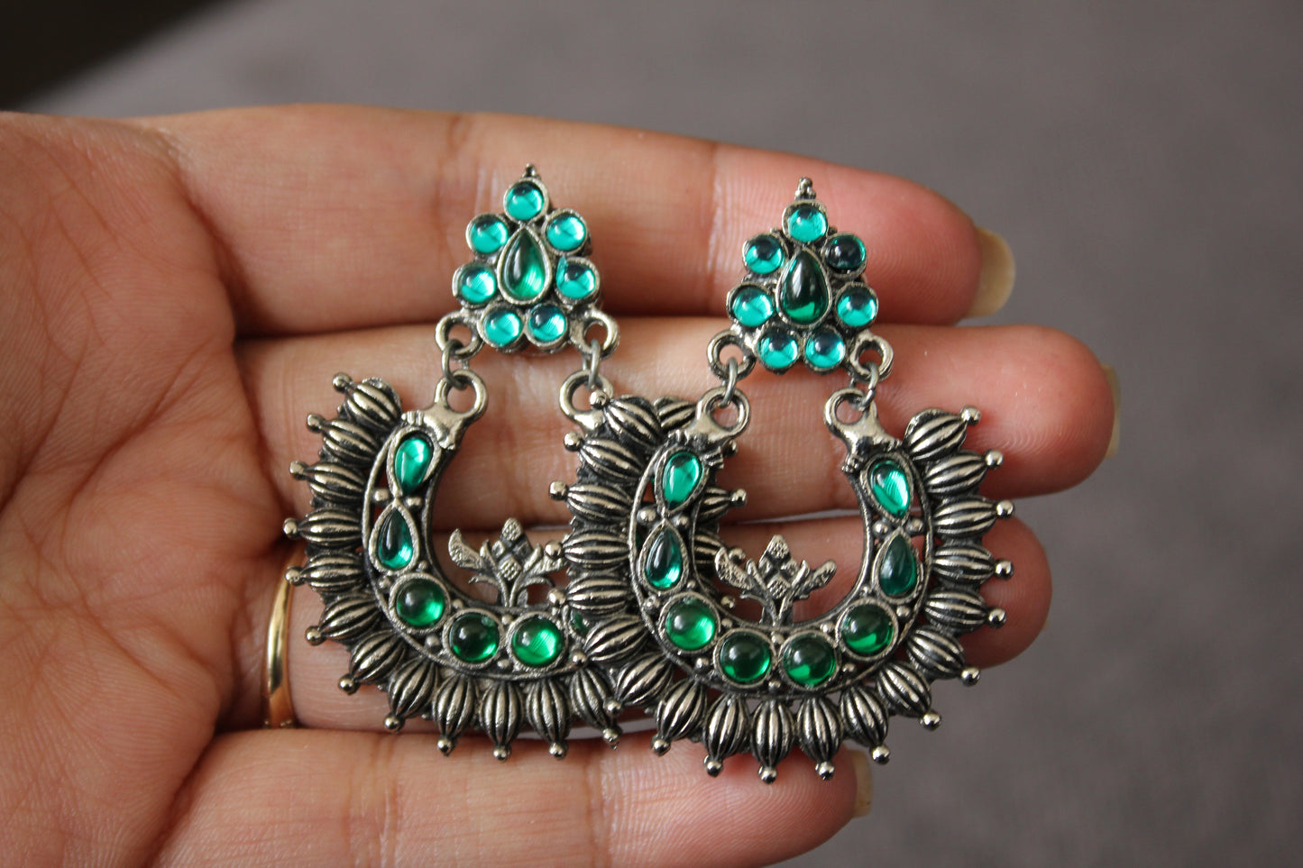 Green Bollywood Bling Earrings