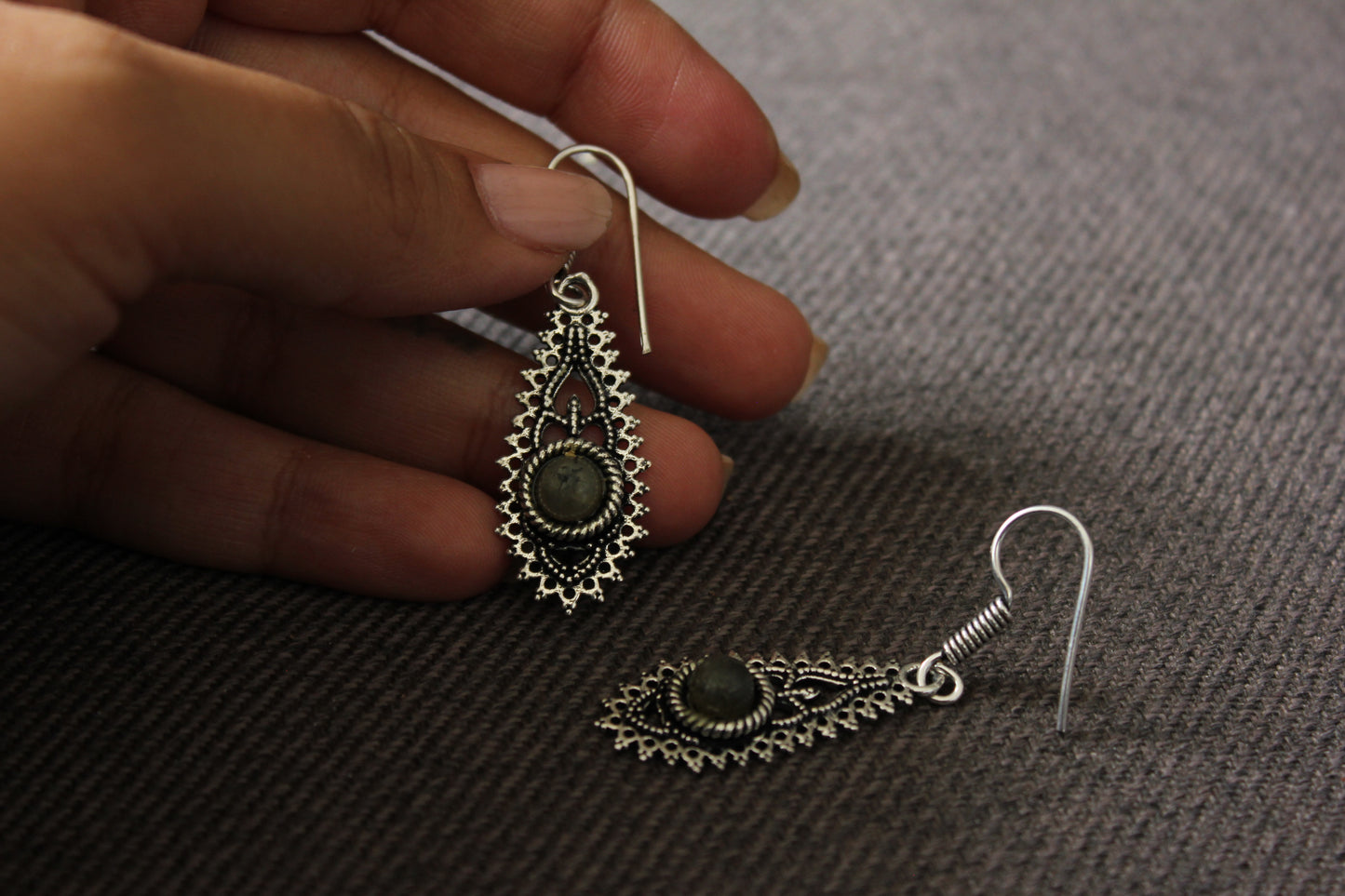 Grey Stone Earrings
