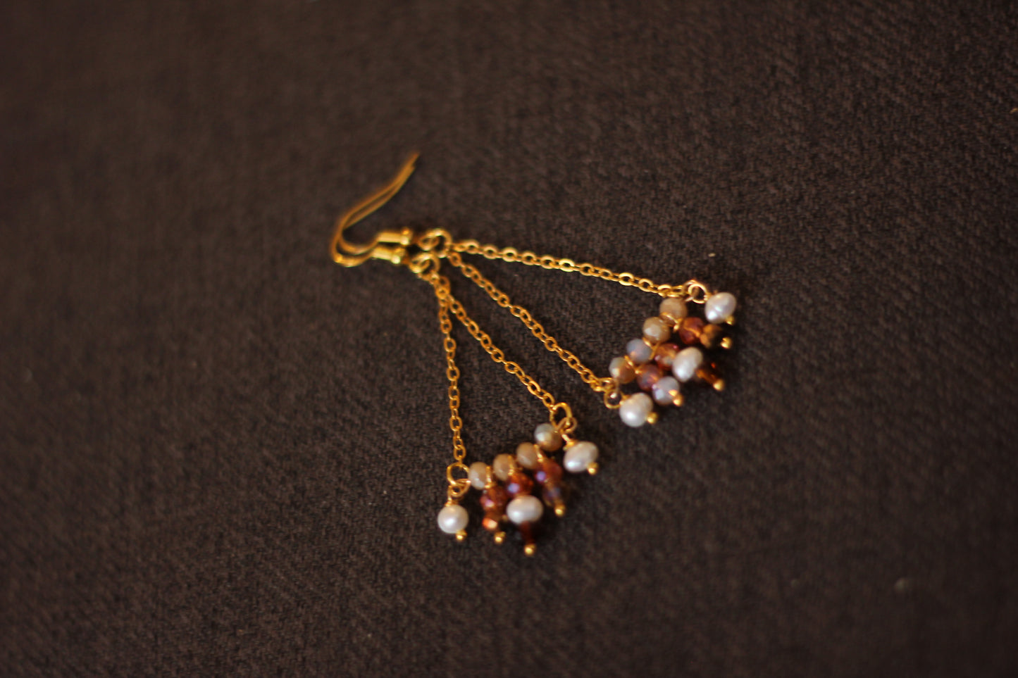 Pearl and Stone Chain Earrings