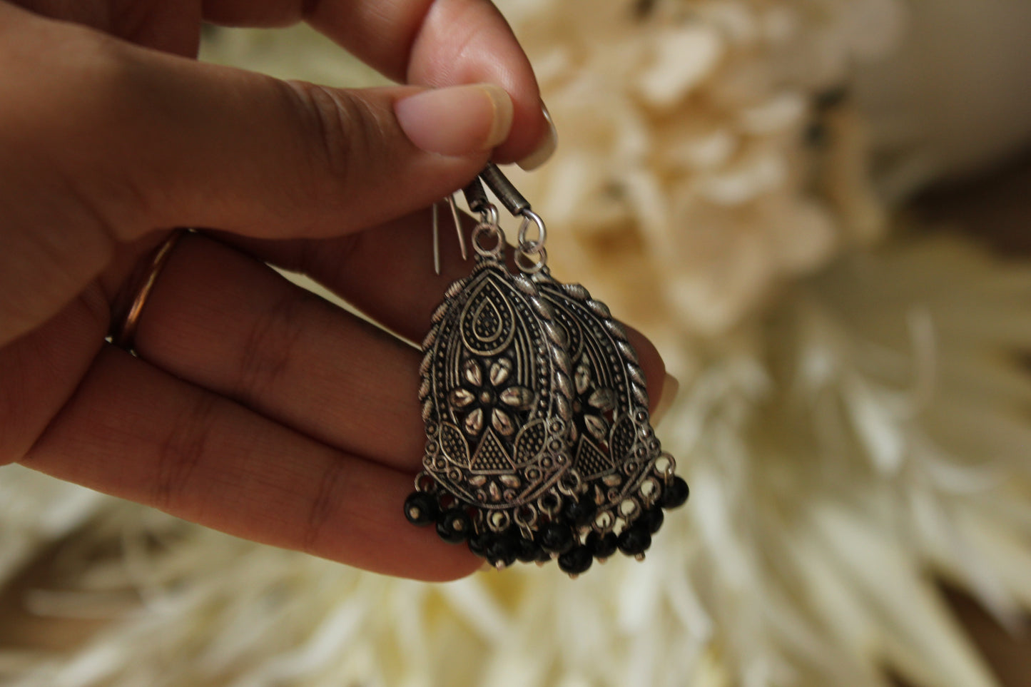 Black Beads Earrings