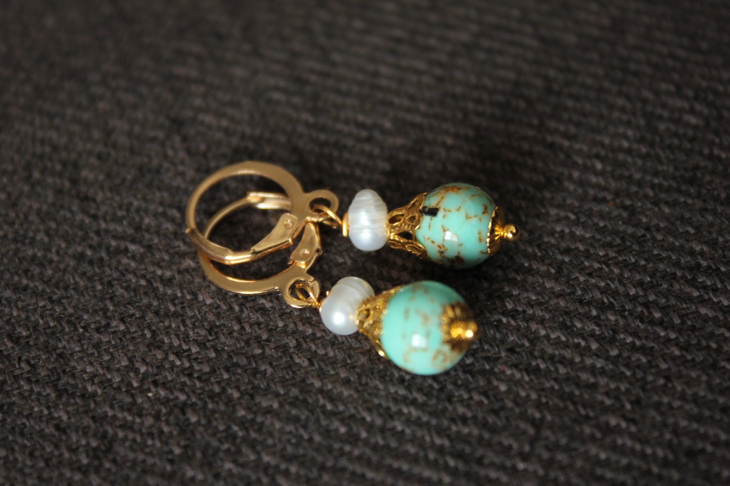 Turquoise and Pearl Earrings