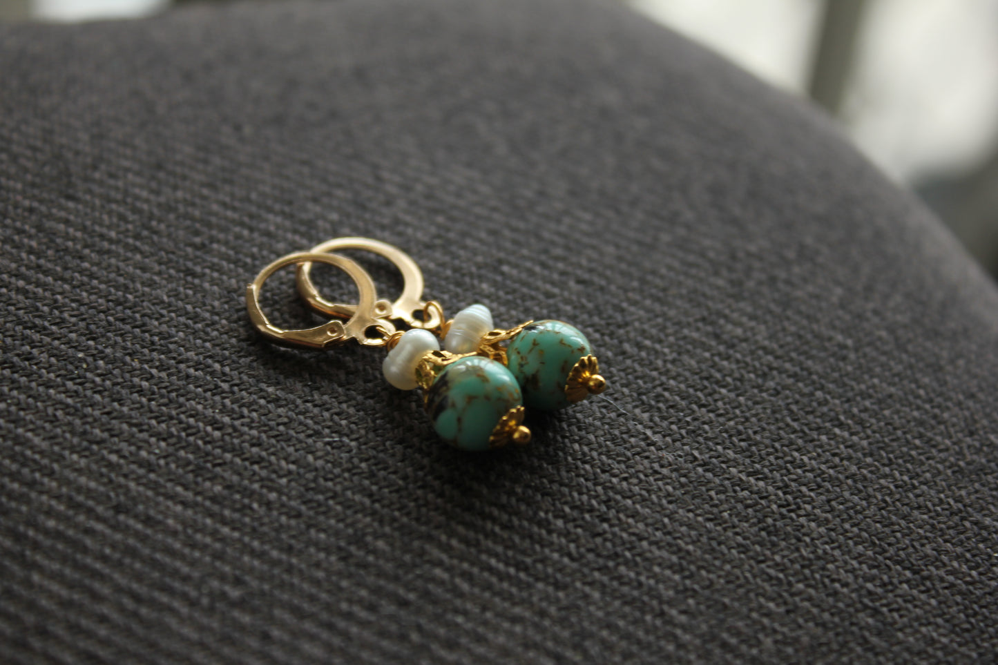 Turquoise and Pearl Earrings