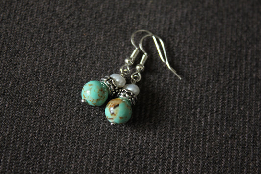 Pearl and Turquoise Earrings