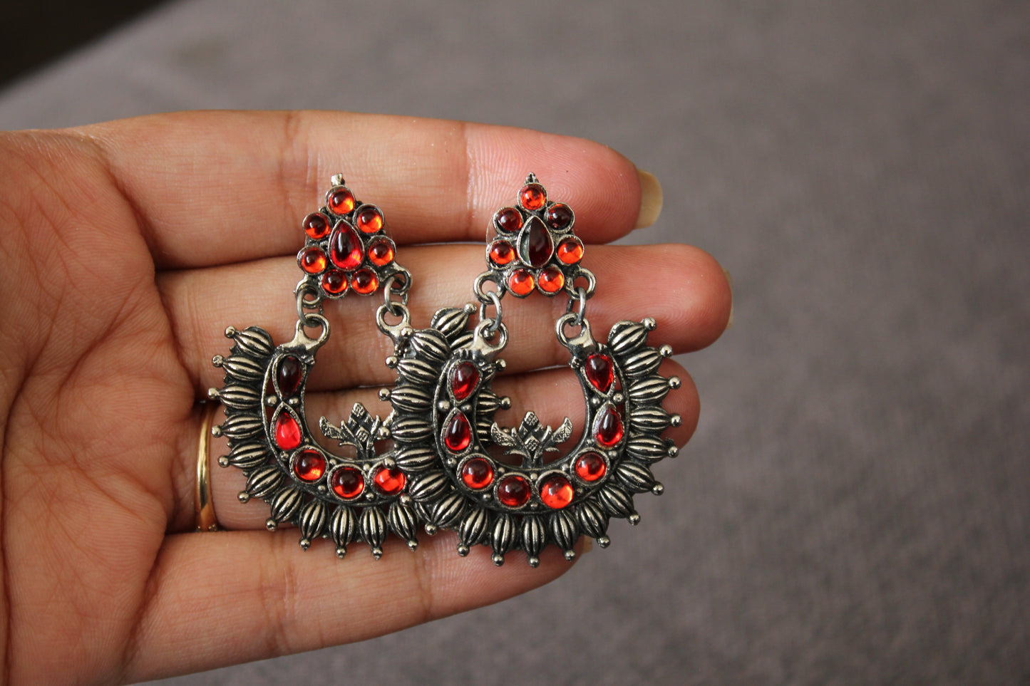 Red Bollywood Bling Earrings