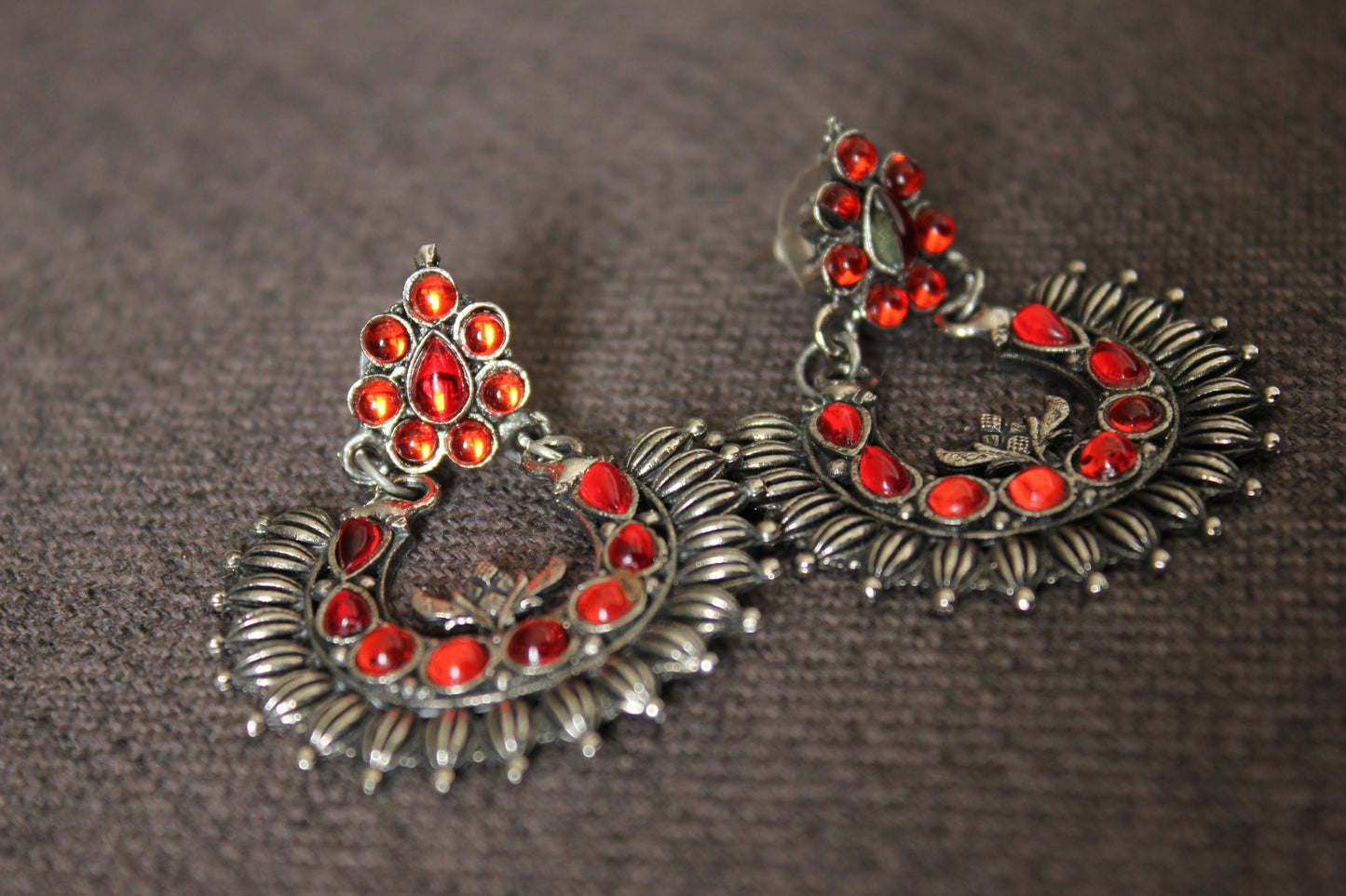 Red Bollywood Bling Earrings