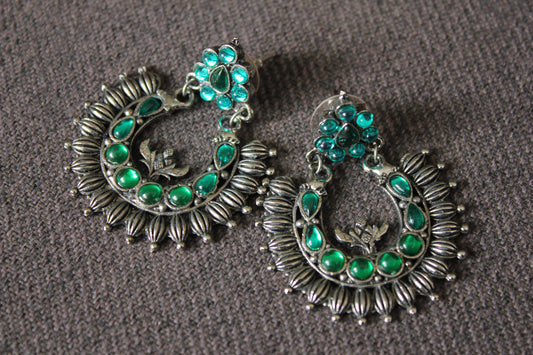 Green Bollywood Bling Earrings