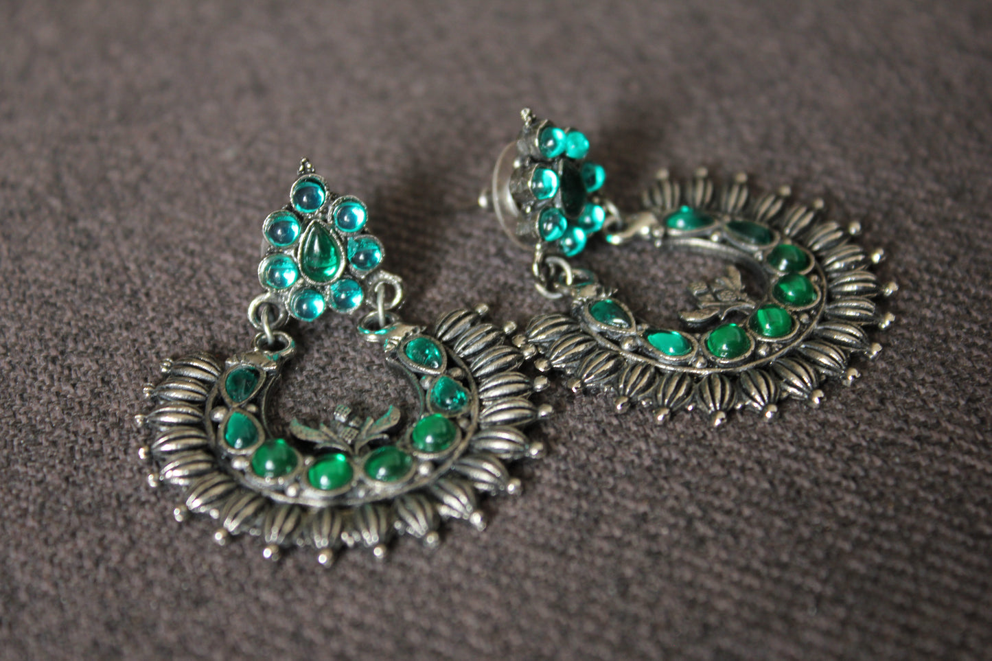 Green Bollywood Bling Earrings