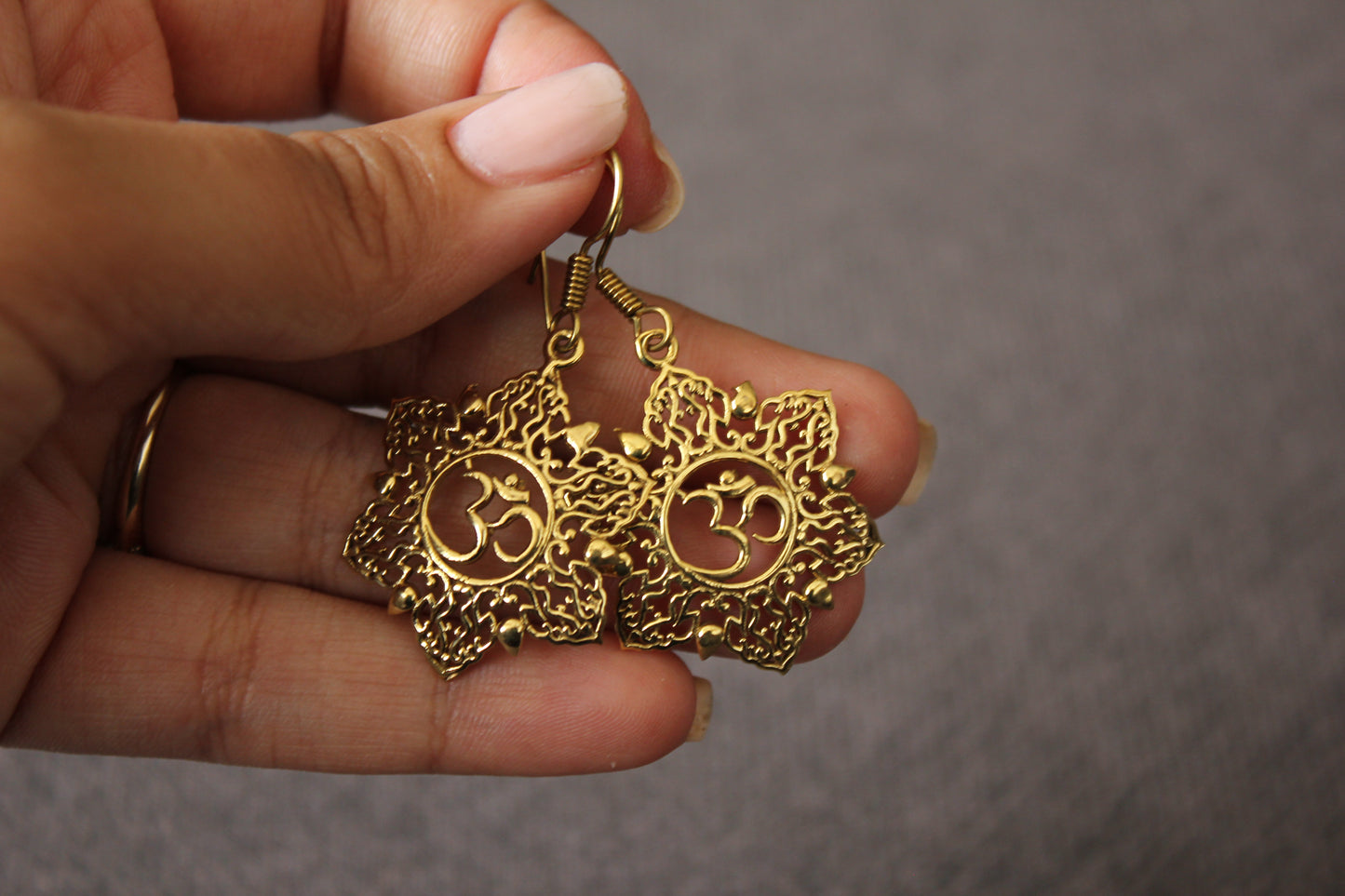 Golden Om Earrings