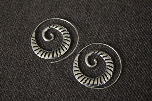 Silver Spiral Earrings