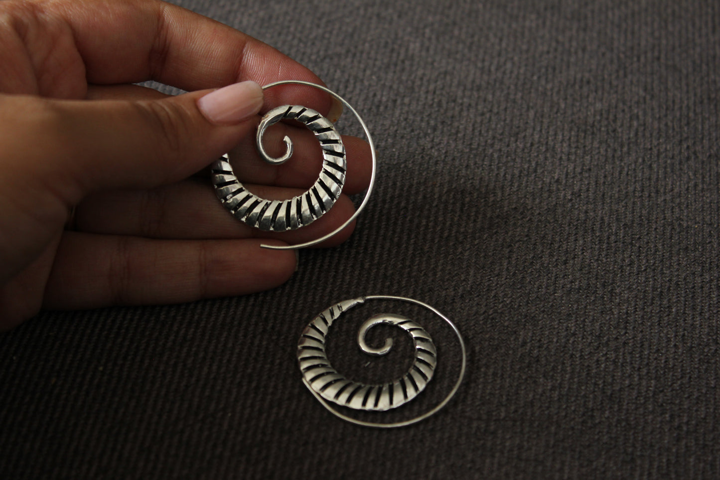 Silver Spiral Earrings