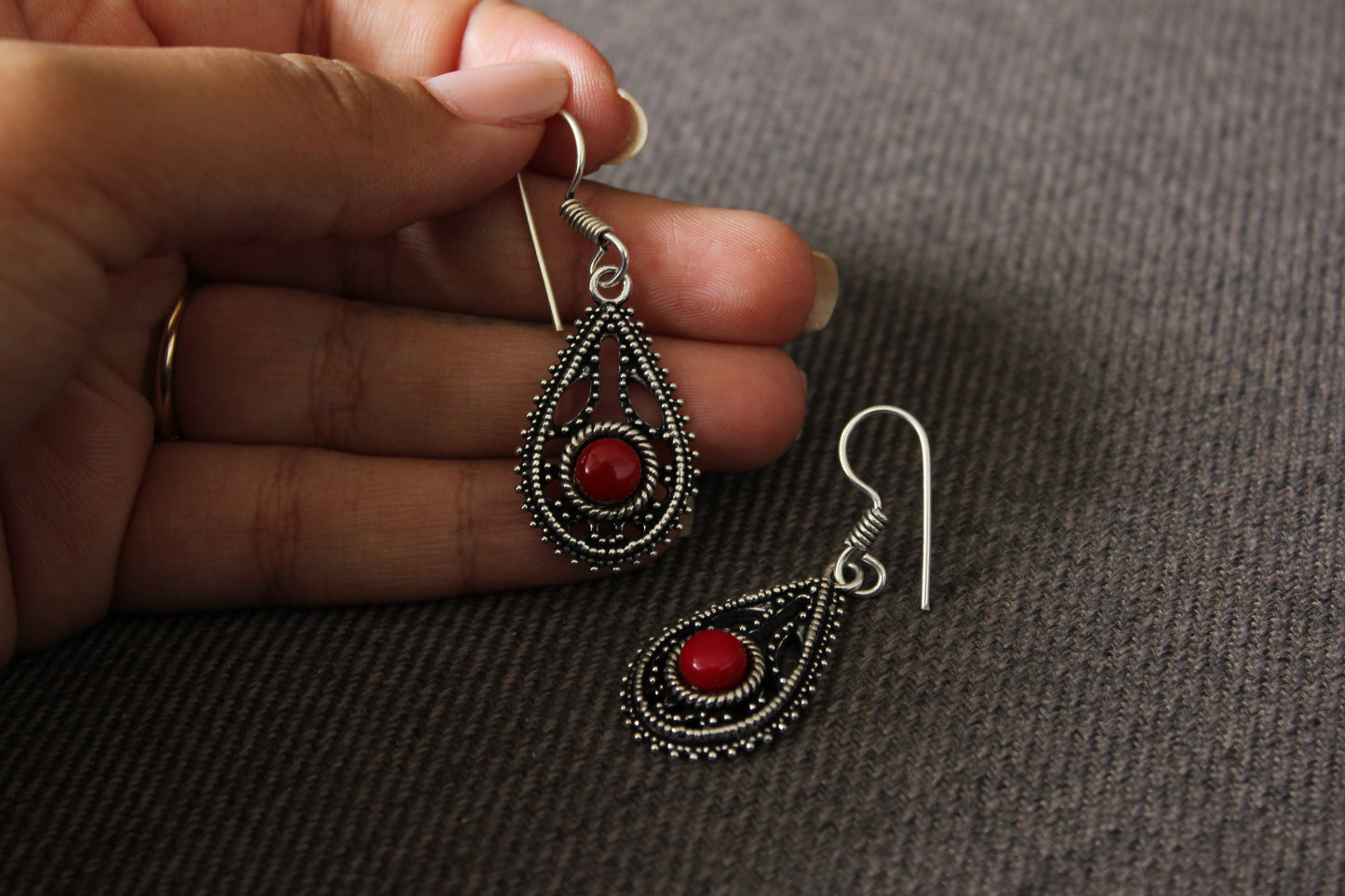 Red Stone Earrings