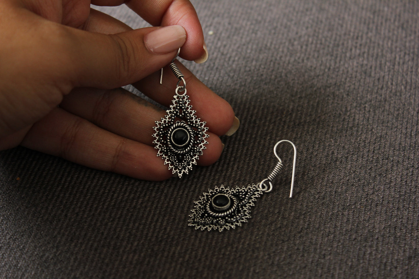 Black Stone Earrings