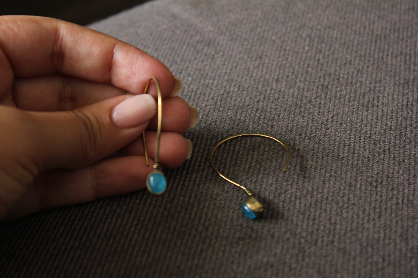 Blue Stone and Brass Drops
