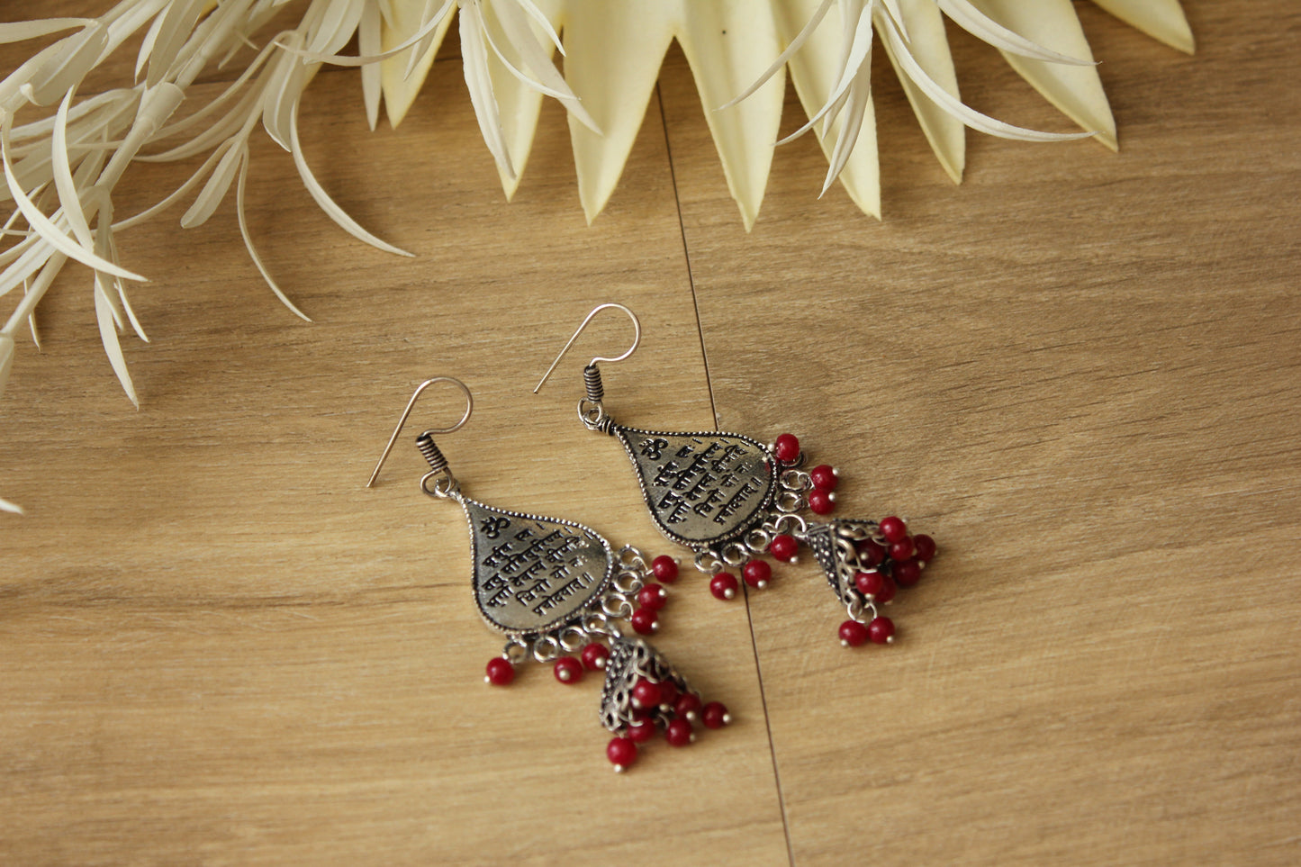 Red and Silver Earrings