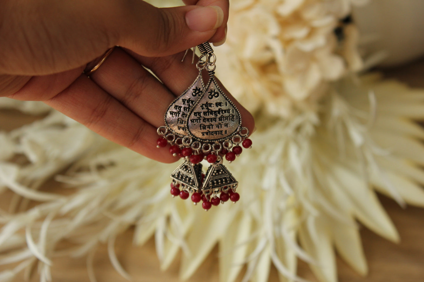 Red and Silver Earrings