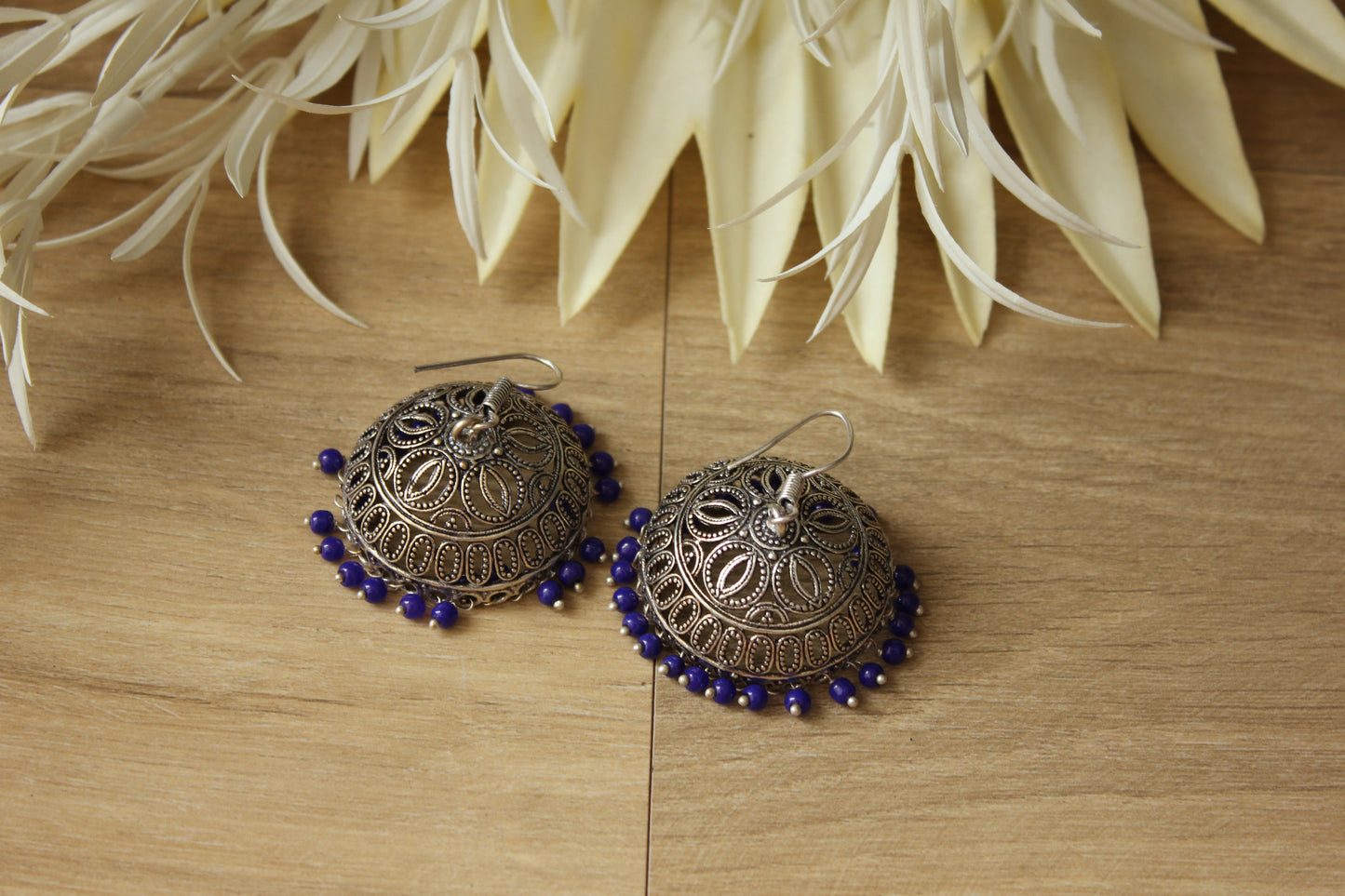 Blue beads Jhumka