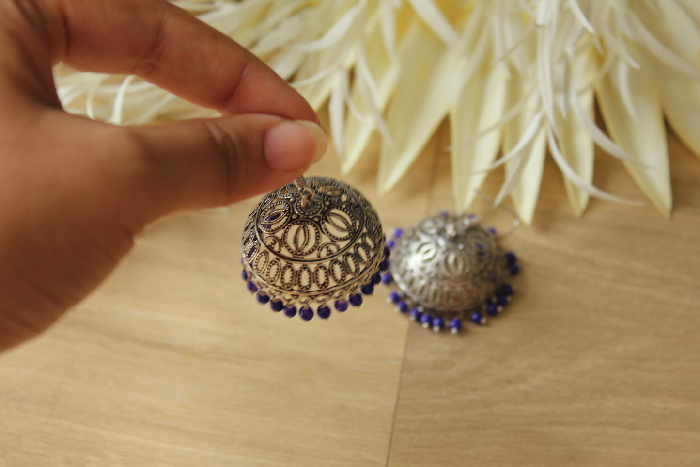 Blue beads Jhumka