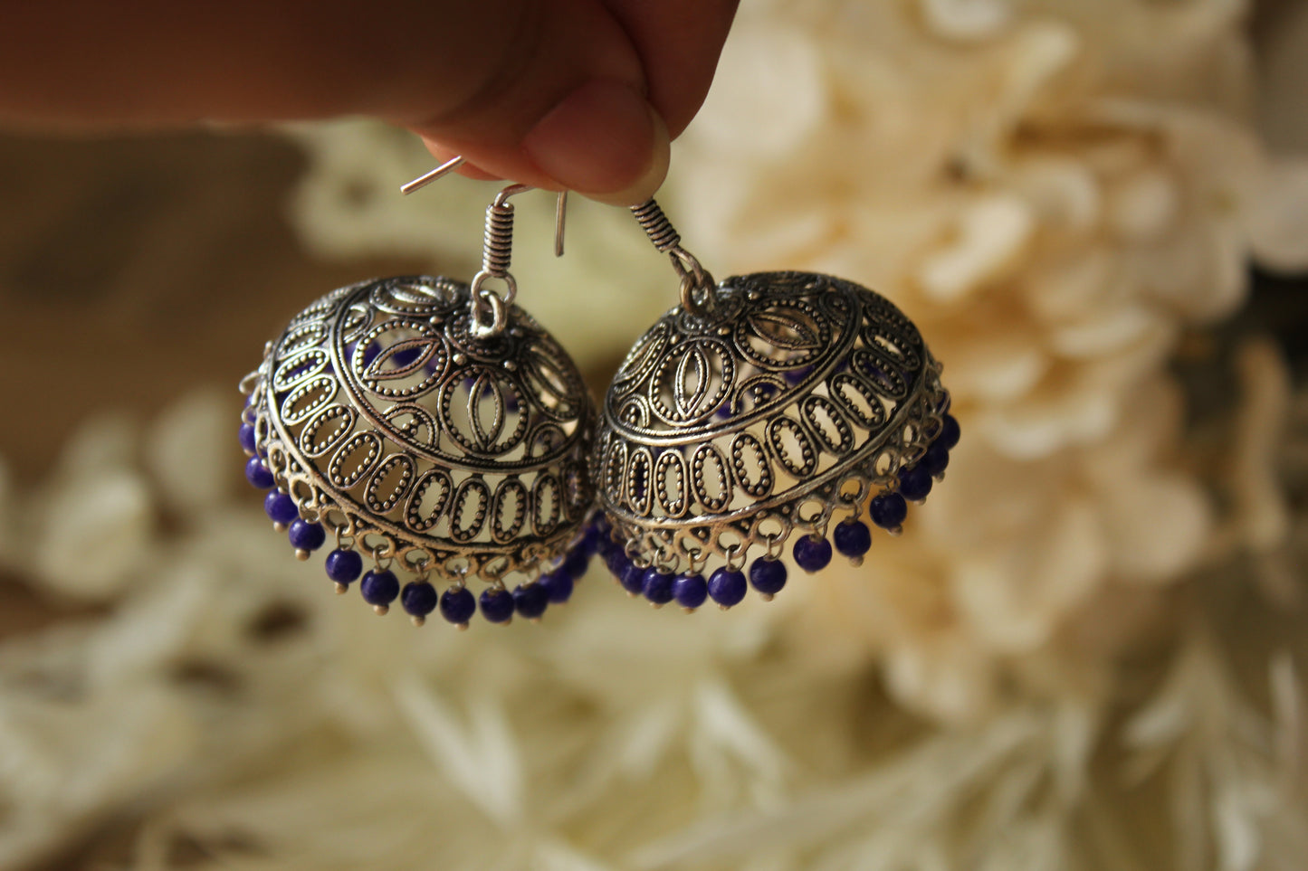 Blue beads Jhumka