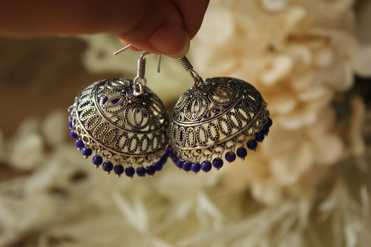 Blue beads Jhumka