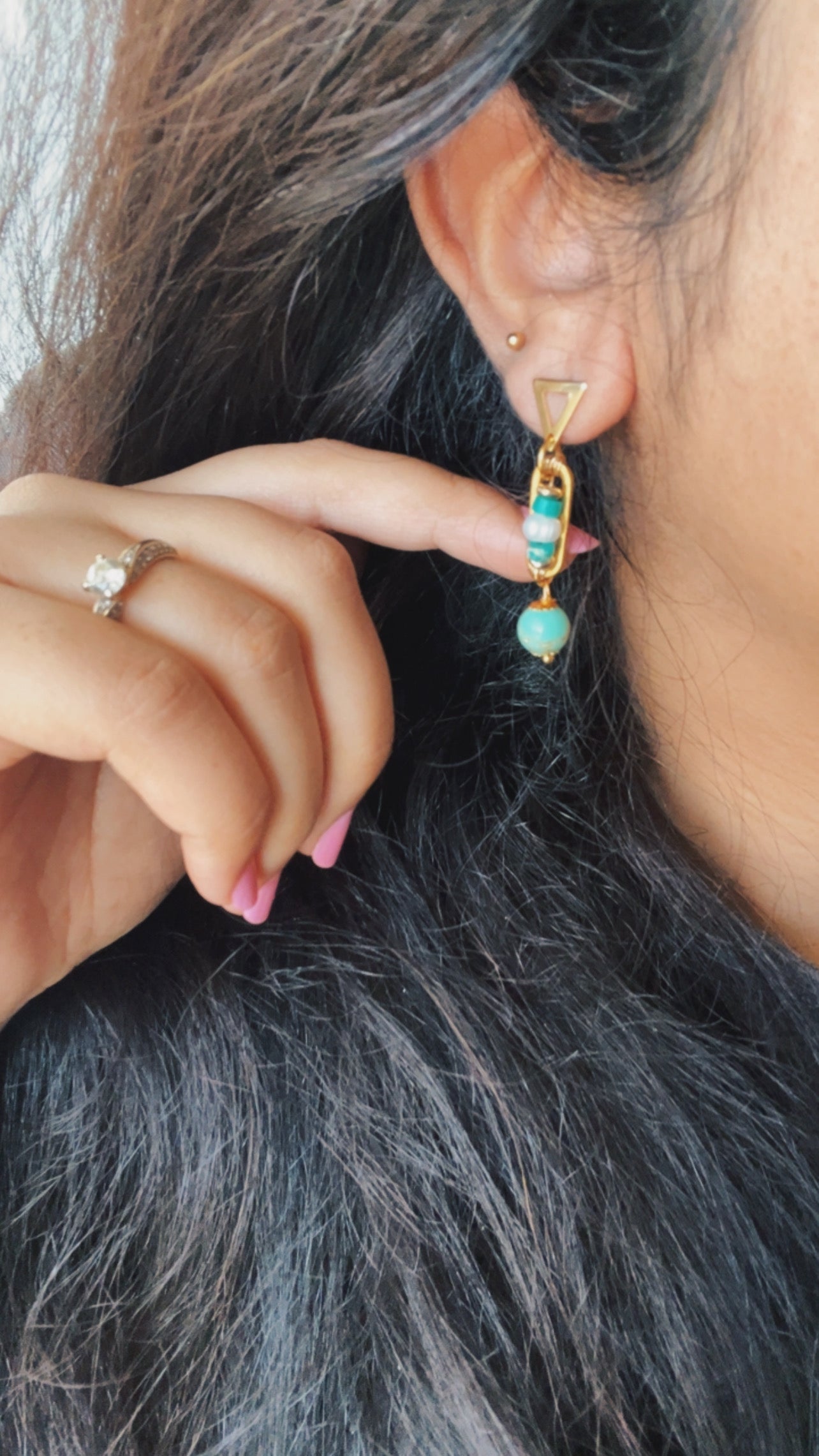 2. Turquoise Triangle Earrings