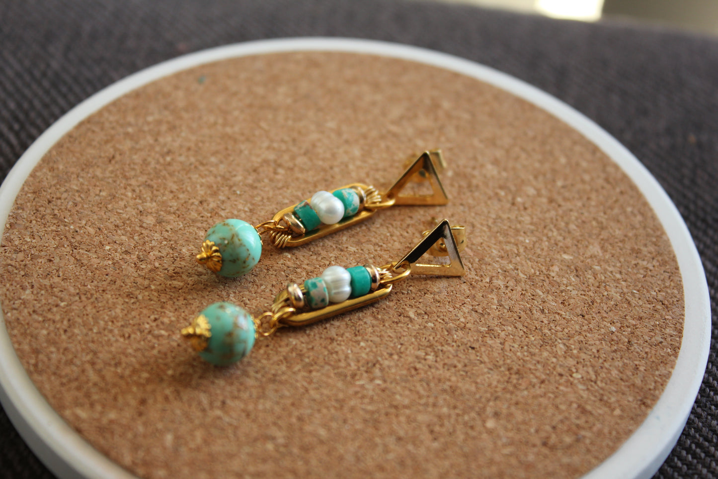 2. Turquoise Triangle Earrings