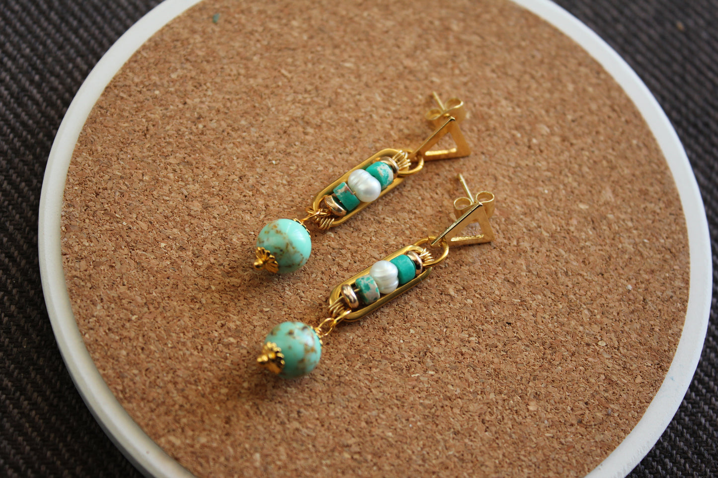 2. Turquoise Triangle Earrings