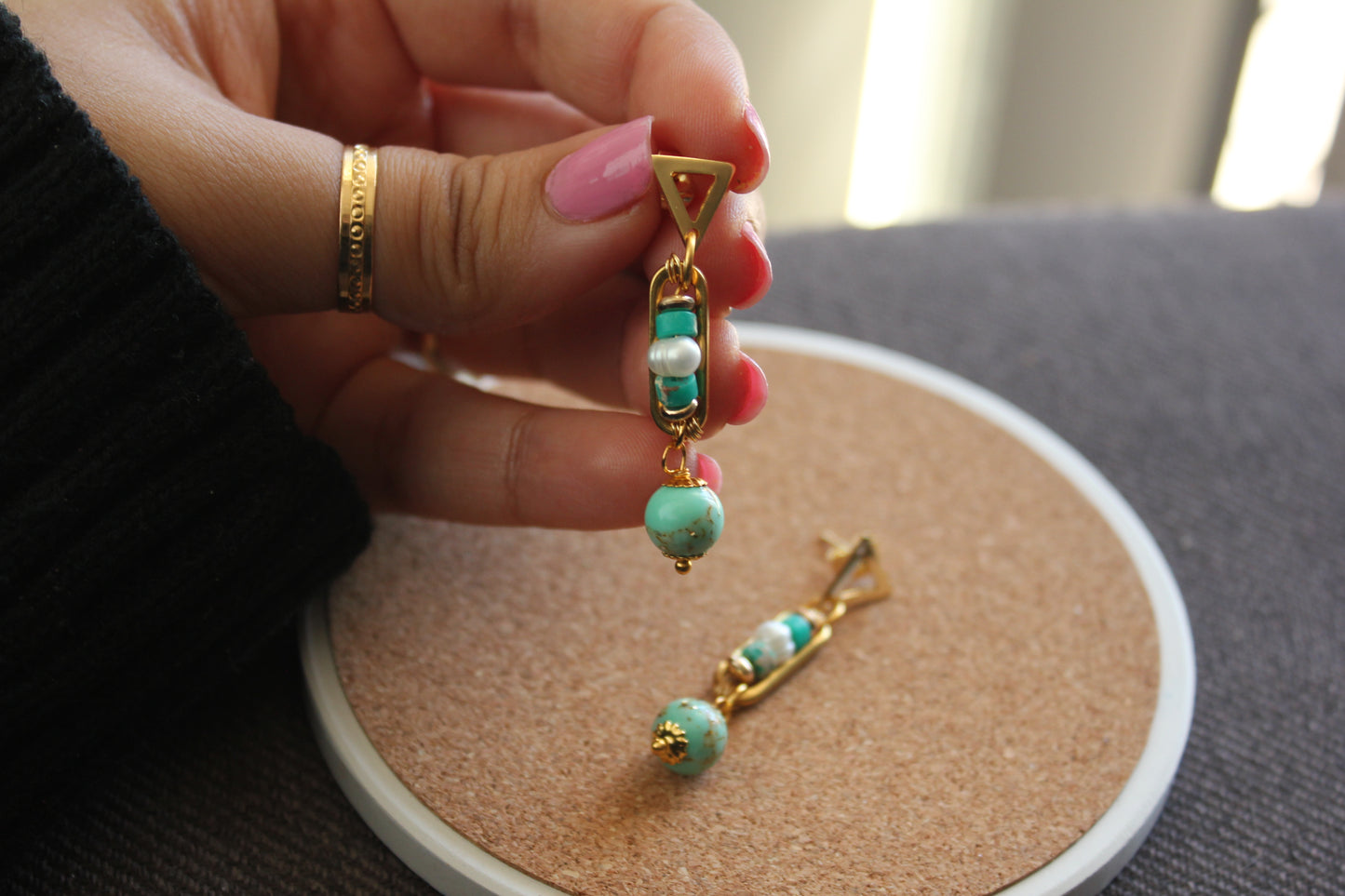 2. Turquoise Triangle Earrings